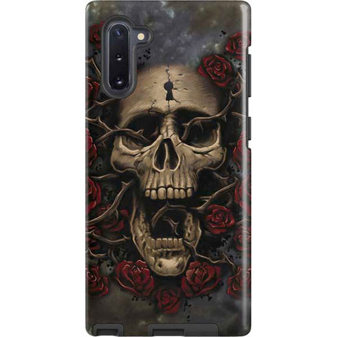 Liquid Blue Skull Entwined with Roses Galaxy Cases