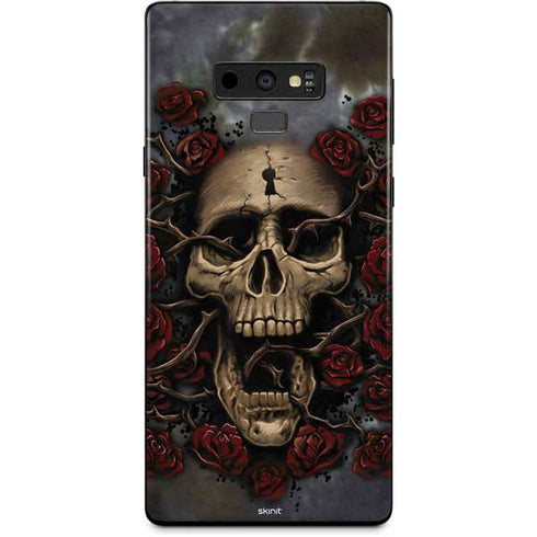 Liquid Blue Skull Entwined with Roses Galaxy Note 9 Skin
