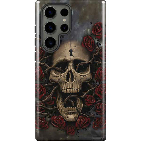 Liquid Blue Skull Entwined with Roses Galaxy S23 Ultra Pro Case