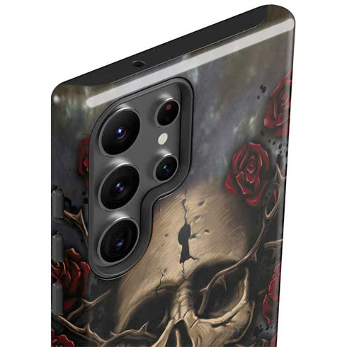 Liquid Blue Skull Entwined with Roses Galaxy S23 Ultra Pro Case