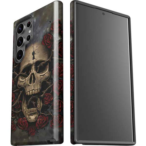 Liquid Blue Skull Entwined with Roses Galaxy S23 Ultra Pro Case