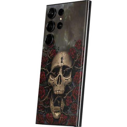 Liquid Blue Skull Entwined with Roses Galaxy Skins