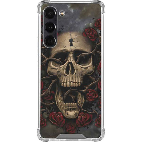 Liquid Blue Skull Entwined with Roses Galaxy S24 FE Clear Case