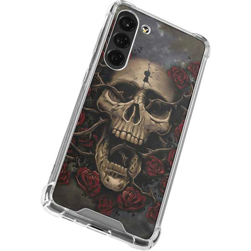 Liquid Blue Skull Entwined with Roses Galaxy S24 FE Clear Case