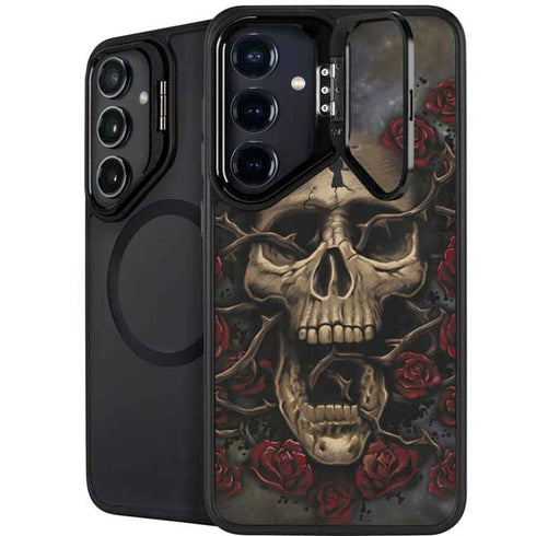 Liquid Blue Skull Entwined with Roses Galaxy S24 FE Kickstand Case