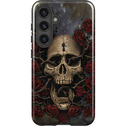 Liquid Blue Skull Entwined with Roses Galaxy S25 Impact Case