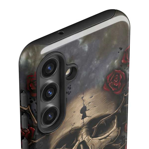 Liquid Blue Skull Entwined with Roses Galaxy S25 Impact Case