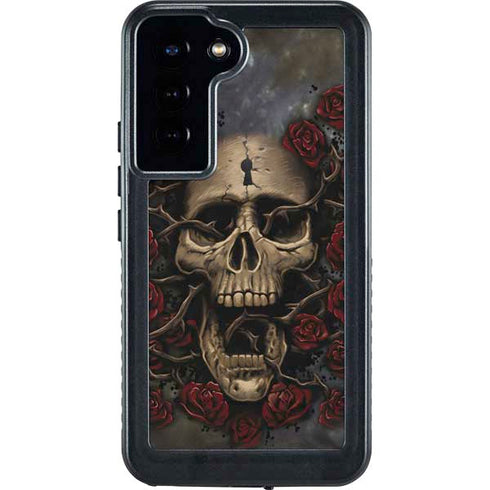 Liquid Blue Skull Entwined with Roses Galaxy S24 Plus Waterproof Case