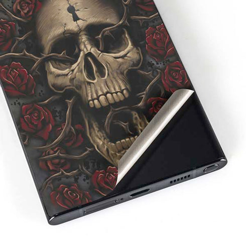 Liquid Blue Skull Entwined with Roses Galaxy S25 Ultra Skin