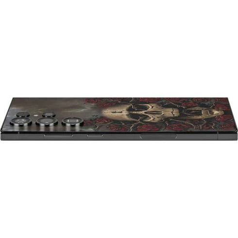 Liquid Blue Skull Entwined with Roses Galaxy S25 Ultra Skin