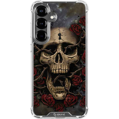 Liquid Blue Skull Entwined with Roses Galaxy S26 Plus Clear Case