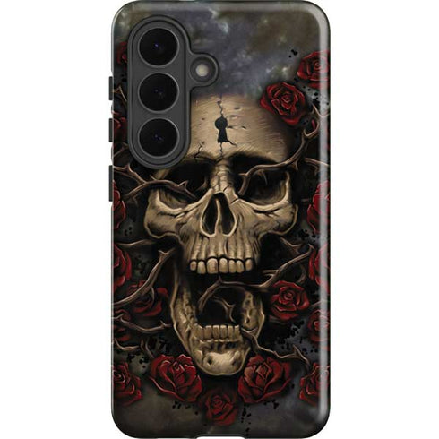 Liquid Blue Skull Entwined with Roses Galaxy S26 Plus Impact Case