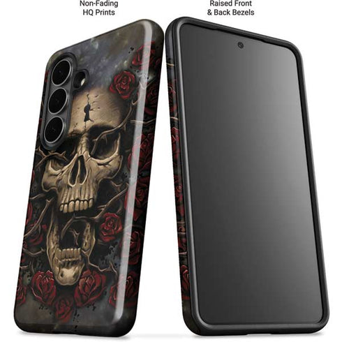 Liquid Blue Skull Entwined with Roses Galaxy S26 Plus Impact Case