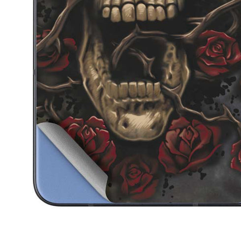 Liquid Blue Skull Entwined with Roses Galaxy Z Fold5 5G Skin