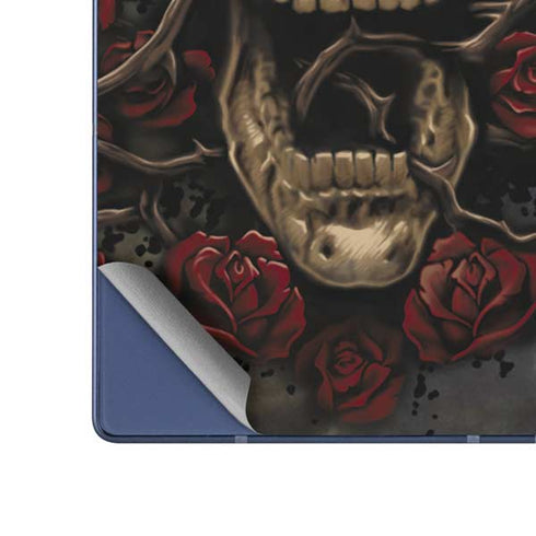 Liquid Blue Skull Entwined with Roses Galaxy Z Fold6 Skin