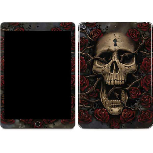 Liquid Blue Skull Entwined with Roses iPad Skins