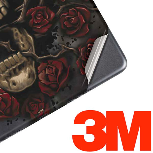 Liquid Blue Skull Entwined with Roses iPad Skins