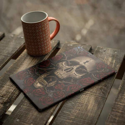 Liquid Blue Skull Entwined with Roses iPad Skins