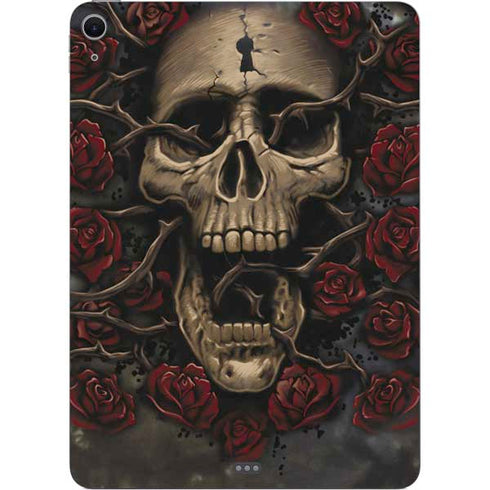 Liquid Blue Skull Entwined with Roses Apple iPad Air Skin