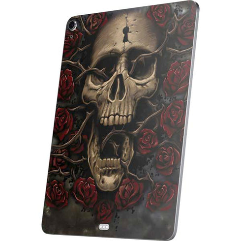 Liquid Blue Skull Entwined with Roses Apple iPad Air Skin