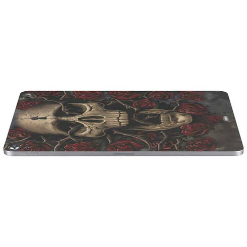 Liquid Blue Skull Entwined with Roses Apple iPad Air Skin