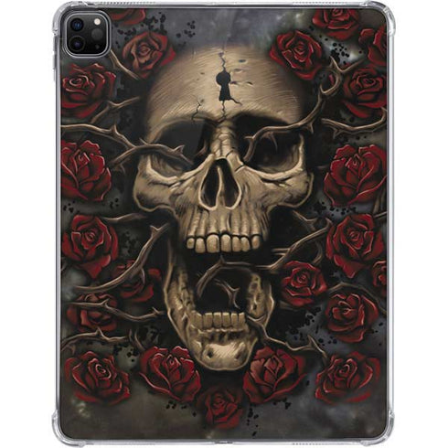 Liquid Blue Skull Entwined with Roses iPad Pro 11in (2024) Clear Case