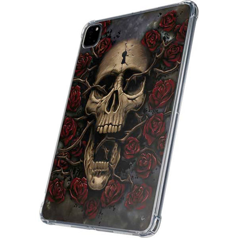 Liquid Blue Skull Entwined with Roses iPad Pro 11in (2024) Clear Case
