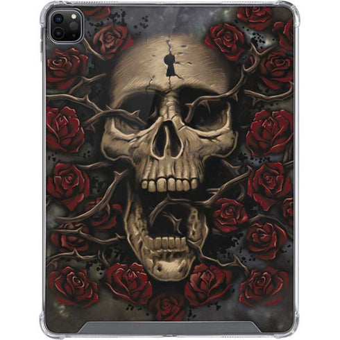 Liquid Blue Skull Entwined with Roses iPad Cases