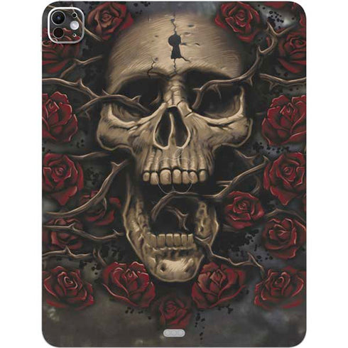Liquid Blue Skull Entwined with Roses iPad Pro 13in M4 (2024) Skin