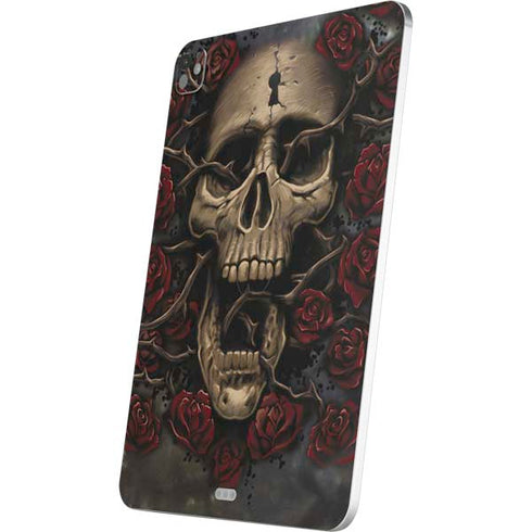 Liquid Blue Skull Entwined with Roses iPad Pro 13in M4 (2024) Skin
