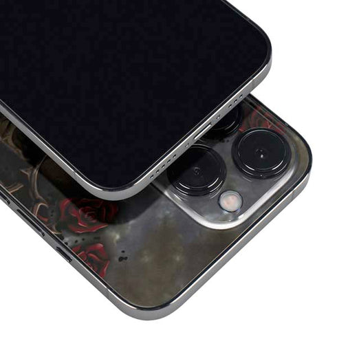 Liquid Blue Skull Entwined with Roses iPhone 15 Pro Max Skin