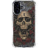 Liquid Blue Skull Entwined with Roses iPhone 16 Clear Case