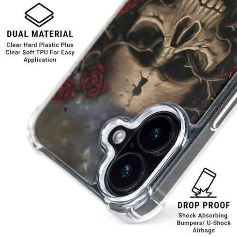 Liquid Blue Skull Entwined with Roses iPhone 16 Plus MagSafe Case