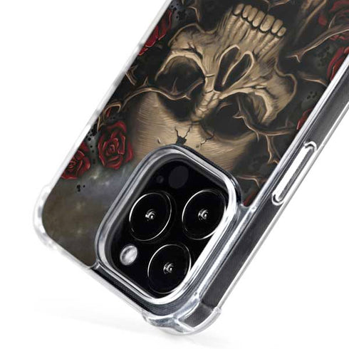 Liquid Blue Skull Entwined with Roses iPhone 16 Pro MagSafe Case