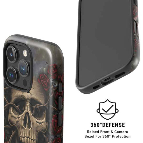 Liquid Blue Skull Entwined with Roses iPhone 16 Pro Max Magsafe Impact Case