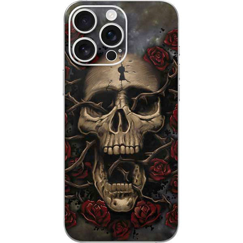 Liquid Blue Skull Entwined with Roses iPhone 16 Pro Max Skin
