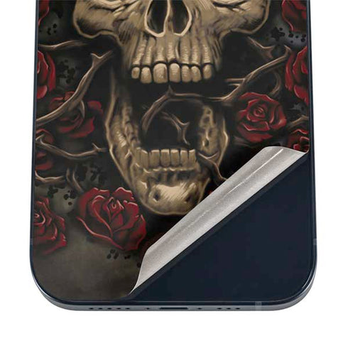 Liquid Blue Skull Entwined with Roses iPhone 16 Skin