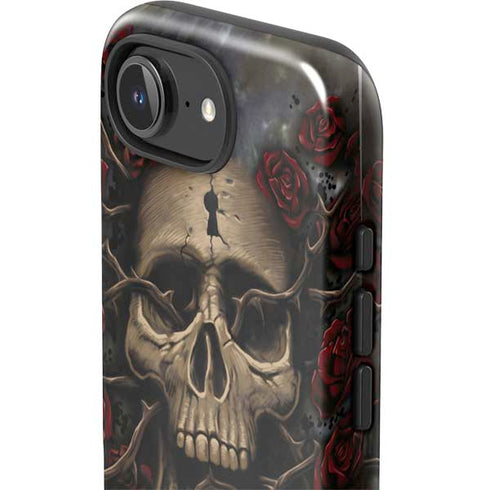 Liquid Blue Skull Entwined with Roses iPhone 16e Impact Case