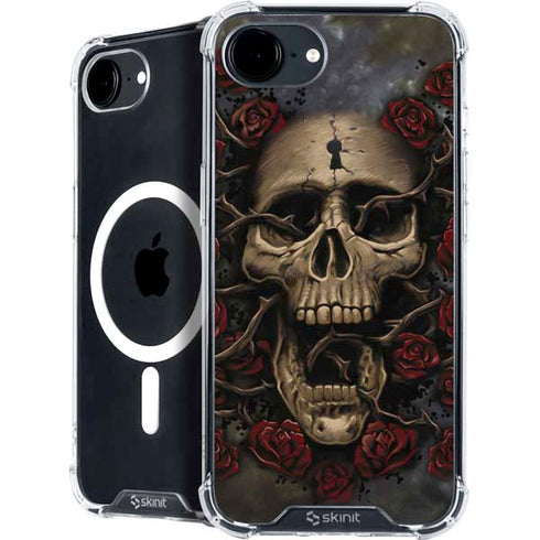 Liquid Blue Skull Entwined with Roses iPhone 16e MagSafe Case