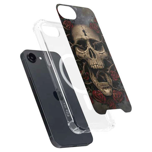 Liquid Blue Skull Entwined with Roses iPhone 16e MagSafe Case