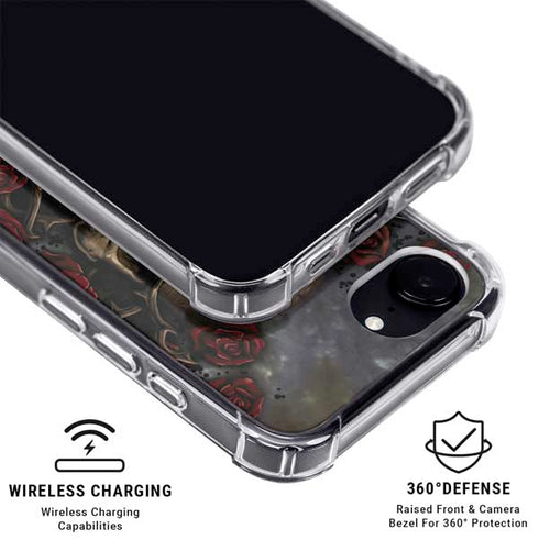 Liquid Blue Skull Entwined with Roses iPhone 16e MagSafe Case