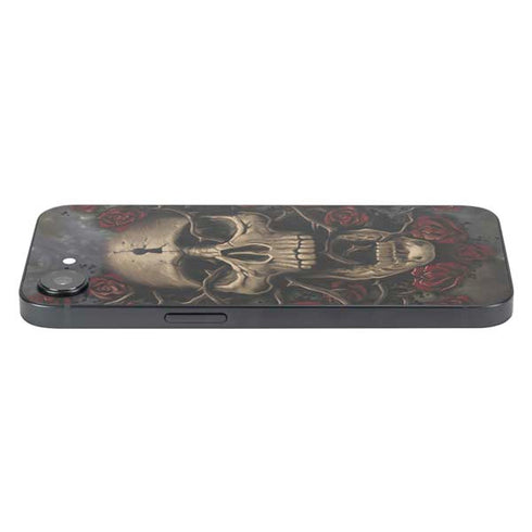 Liquid Blue Skull Entwined with Roses iPhone 16e Skin
