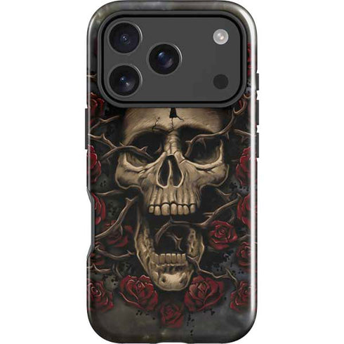 Liquid Blue Skull Entwined with Roses iPhone 18 Pro Max Impact Case