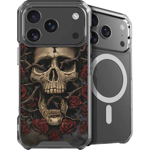 Liquid Blue Skull Entwined with Roses iPhone 18 Pro Max MagSafe Case