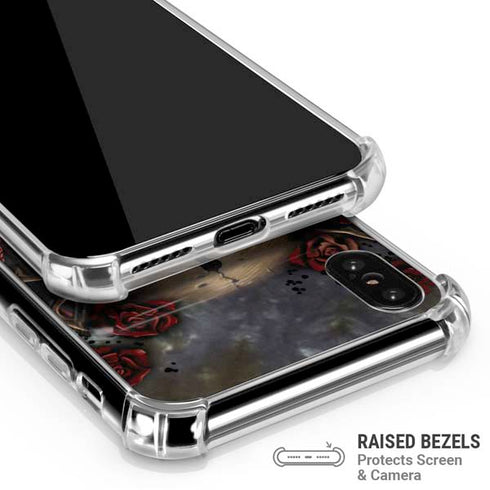Liquid Blue Skull Entwined with Roses iPhone X/XS Clear Case