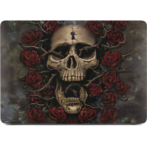 Liquid Blue Skull Entwined with Roses Apple MacBook Air Skin