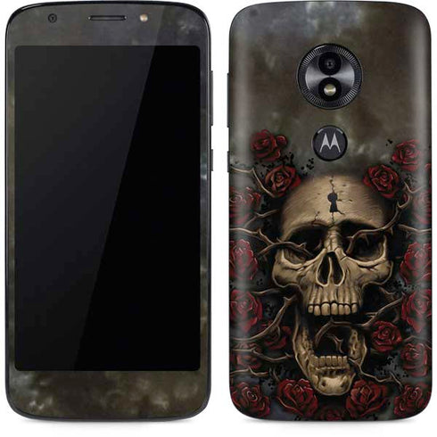 Liquid Blue Skull Entwined with Roses Moto E5 Play Skin