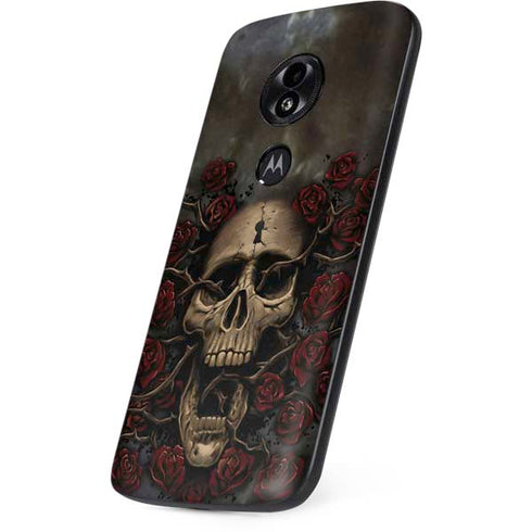 Liquid Blue Skull Entwined with Roses Moto E5 Play Skin