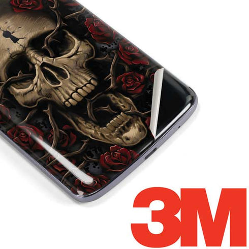 Liquid Blue Skull Entwined with Roses Moto E5 Plus Skin