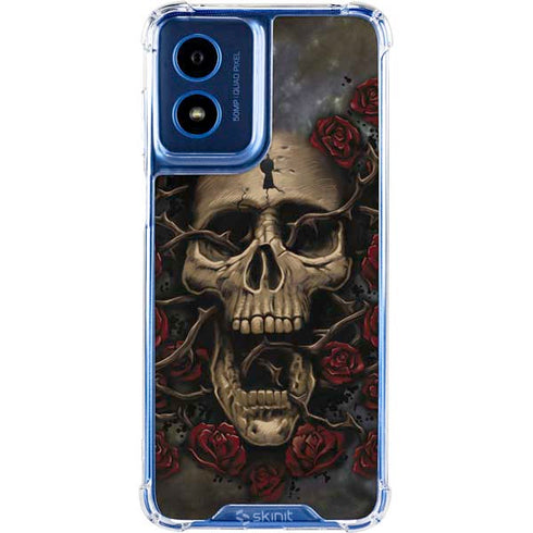 Liquid Blue Skull Entwined with Roses Moto G 5G (2024) Clear Case